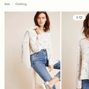 Anthropologie White Multicolor Splatter Sweatshirt
